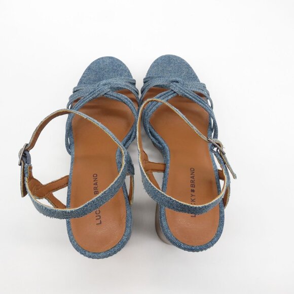 Lucky Brand Womens Denim Strappy Block Heel Sandals Size 10 NEW - Picture 4 of 6